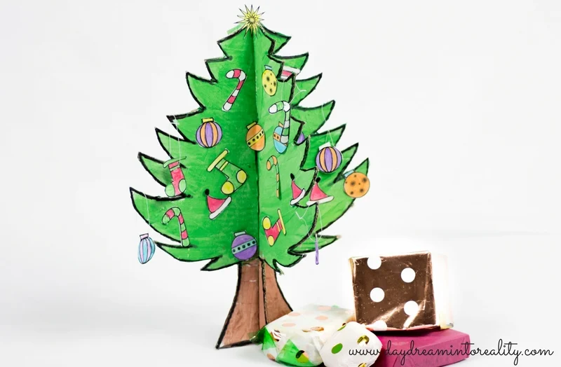 Christmas Tree craft with gifts under the tree
