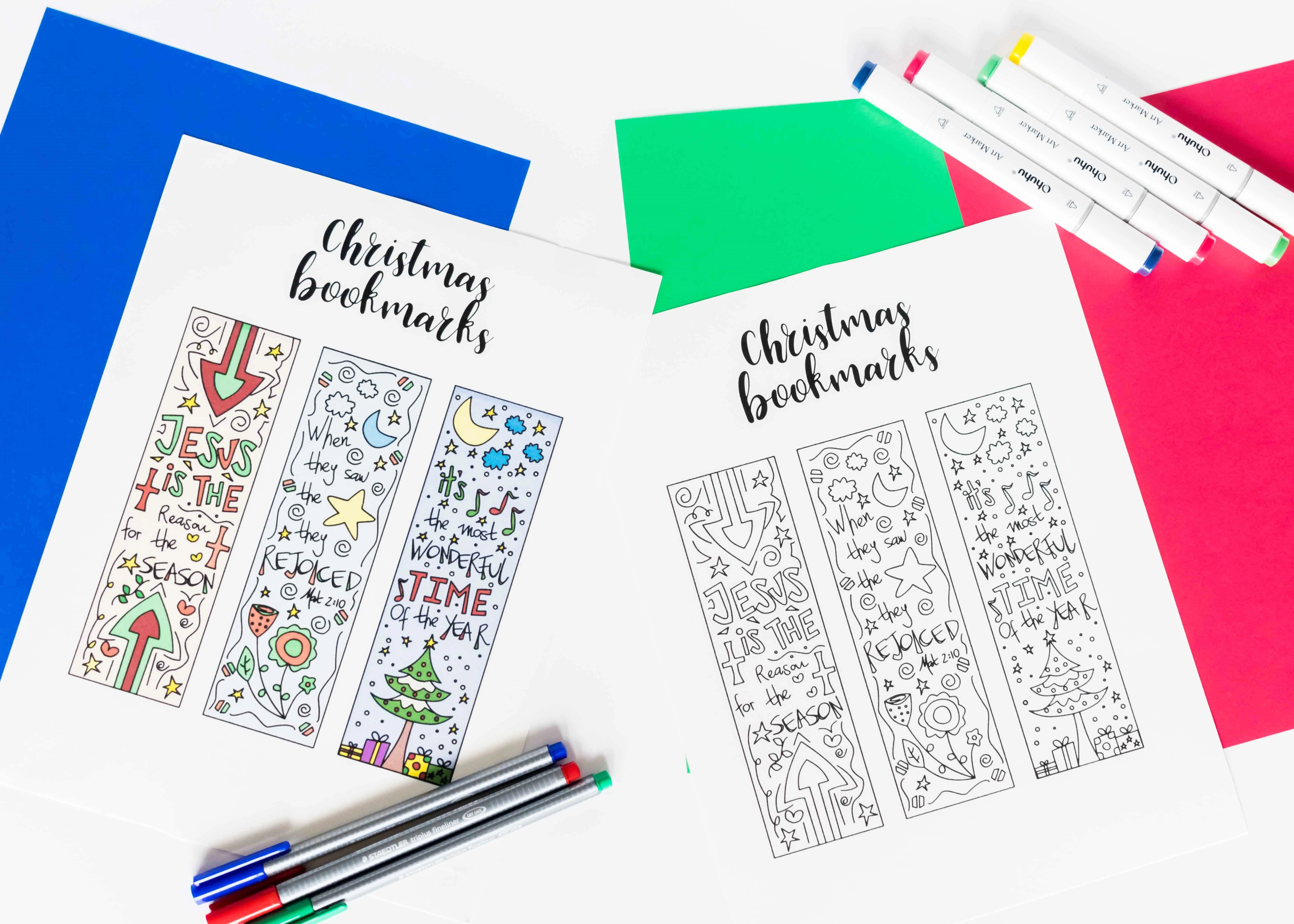 These hand drawn Coloring Christmas Bookmarks are so beautifully designed! Use them to mark your books, or to give as a present for your loved ones!