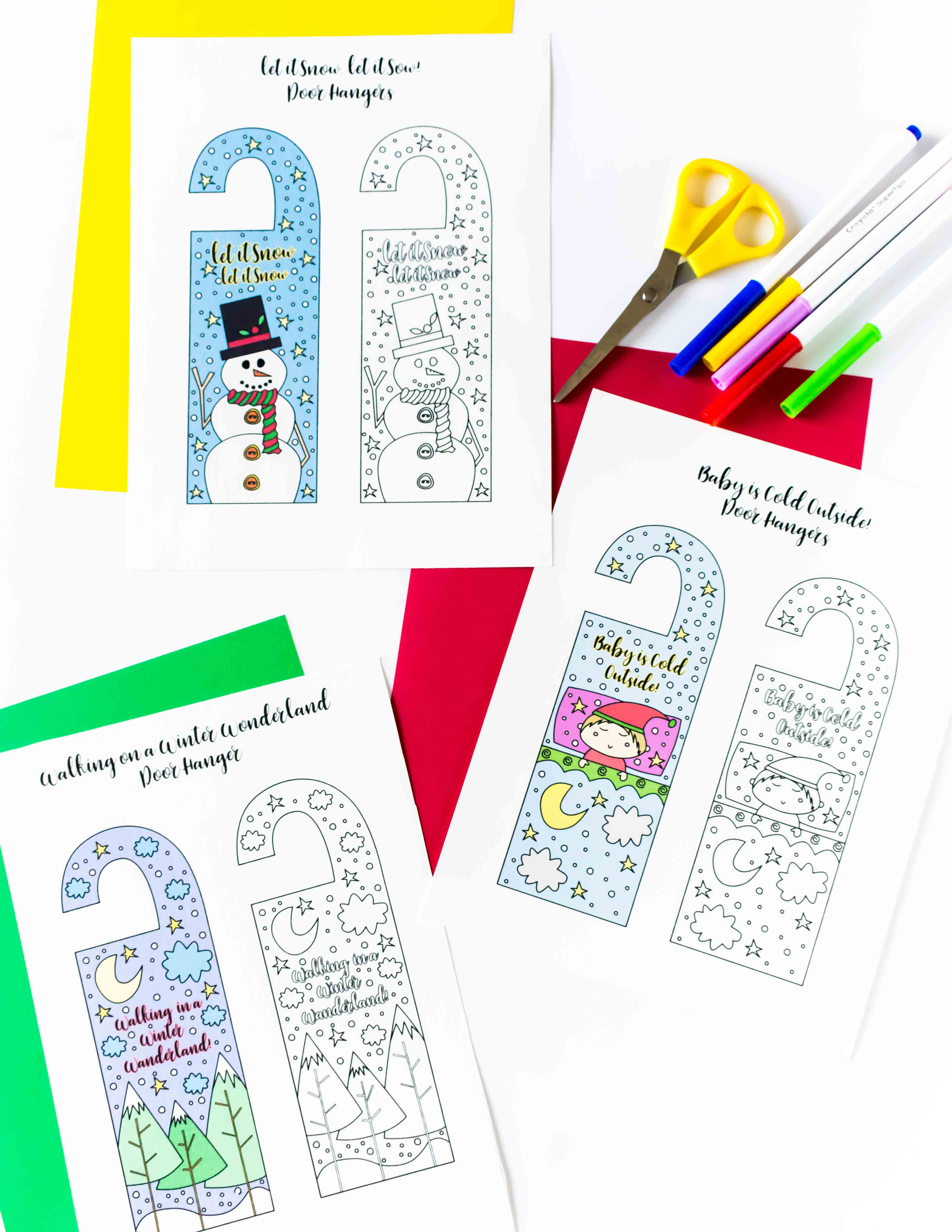 Welcome the cold season of the year with these Coloring Winter Door Hangers Free Printable. Trust me, they'll look really cute on your children's bedroom!!!