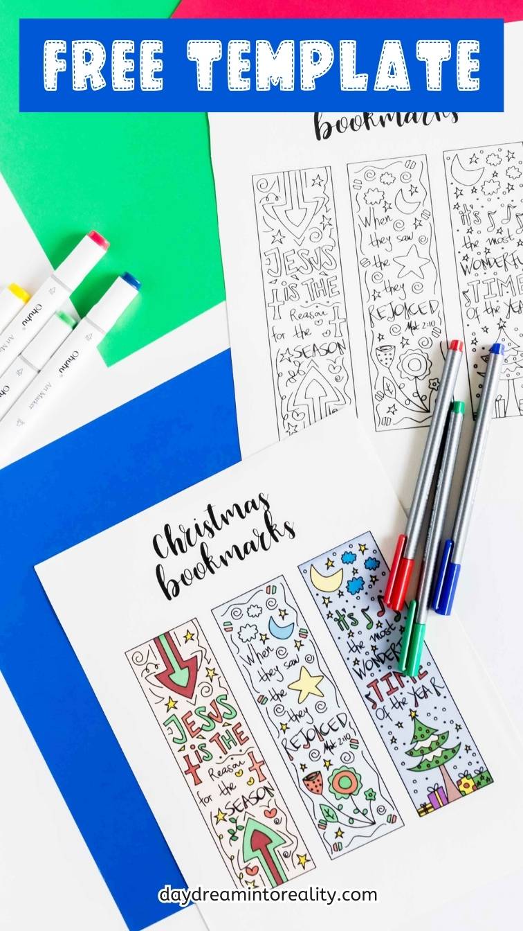 Coloring Christmas Bookmarks Free Printable – Daydream Into Reality