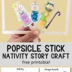 Popsicle Stick Christmas Story Puppet Craft for Kids & Free Template -Pinterest Image