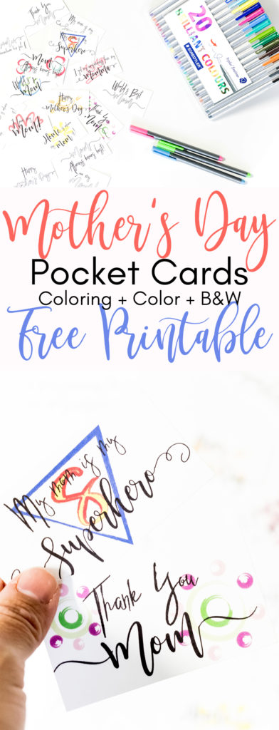 Since being a mother is one of the hardest job out there I believe all moms should be pampered and celebrated. That’s why I designed these super cute Mother's Day Pocket Cards Free Printable. Print them out in color - or the coloring version if you want to add your own touch - and let her know how much she means to you!