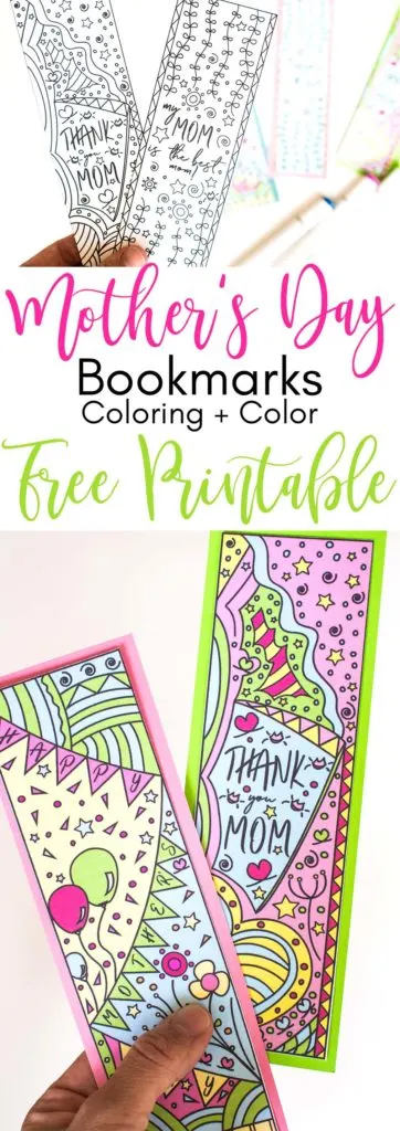 To celebrate this upcoming Mother's Day I designed these beautiful Coloring Mother's Day Bookmarks Free Printable. Print them out, color them - or if you are not in the mood print the color version - and give them away to your mom, or any mom you know. Oh! and If you're one, don't forget to keep one for yourself.