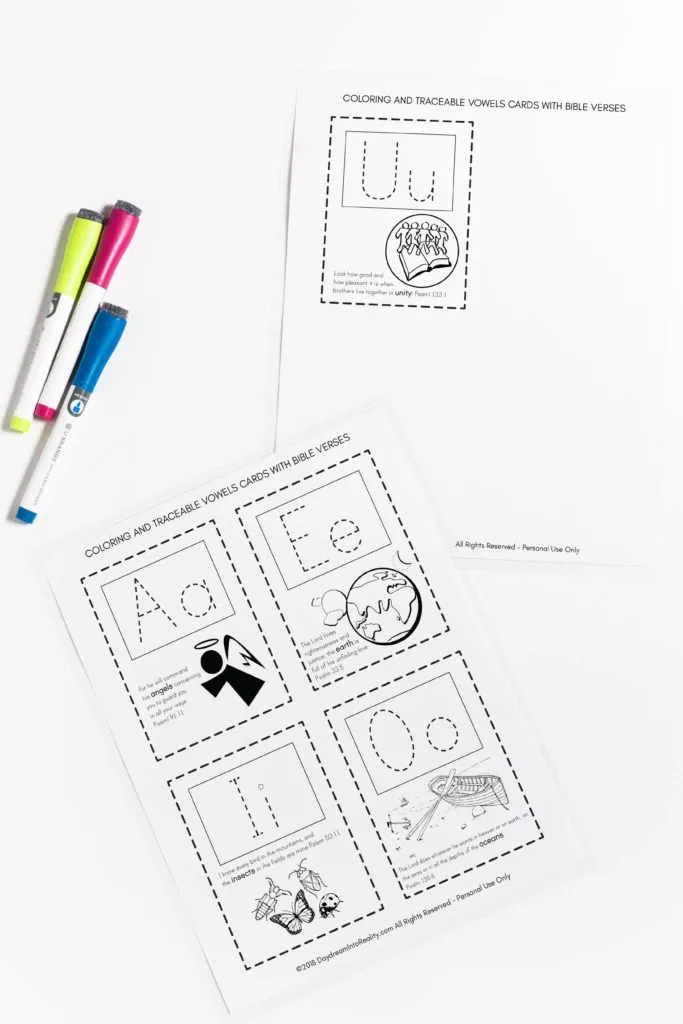 These Free Traceable Vowels Cards with Bible Verses are so cute and one of a kind! Definitely your kids are going to love them!