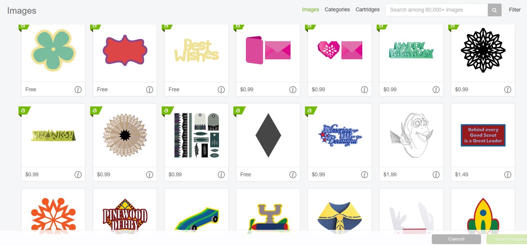 Some of the designs you will find inside the Cricut Design Space Library.