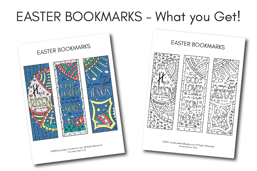 Different Easter Bookmarks - Coloring and Color options