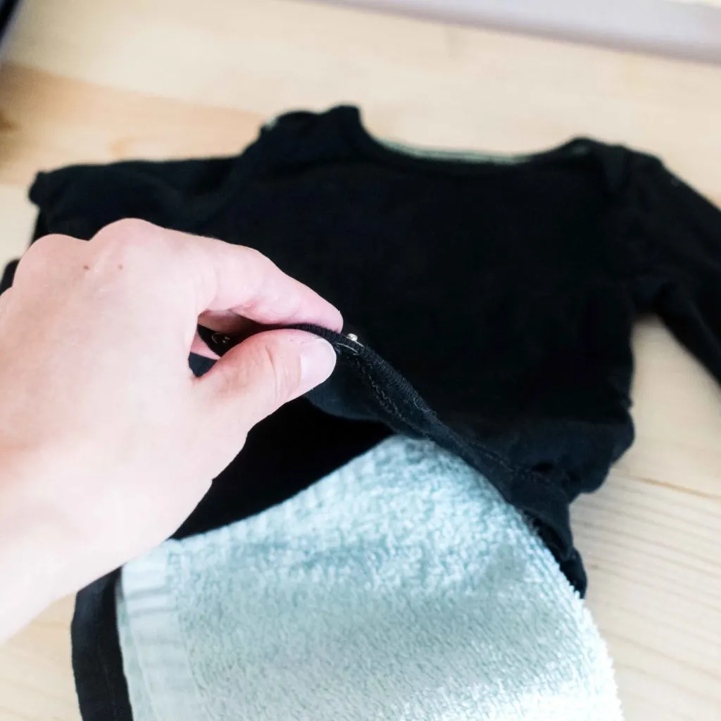 Towel Placement in a onesie before Iron On transfer