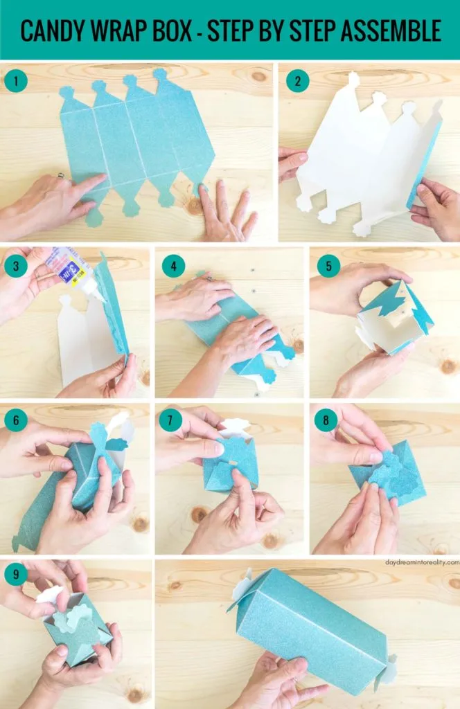 Candy Wrap Box - Step by Step Assemble info-graphic 