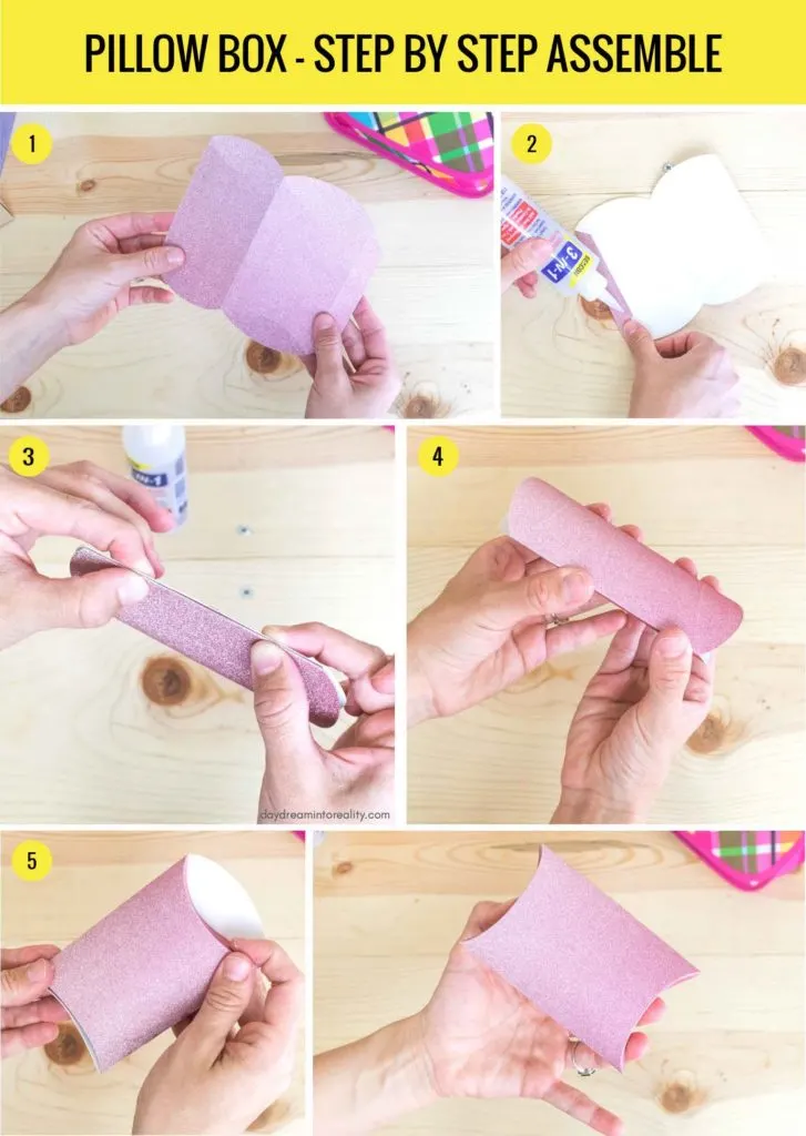 Pillow Box - Step by Step Assemble info-graphic 