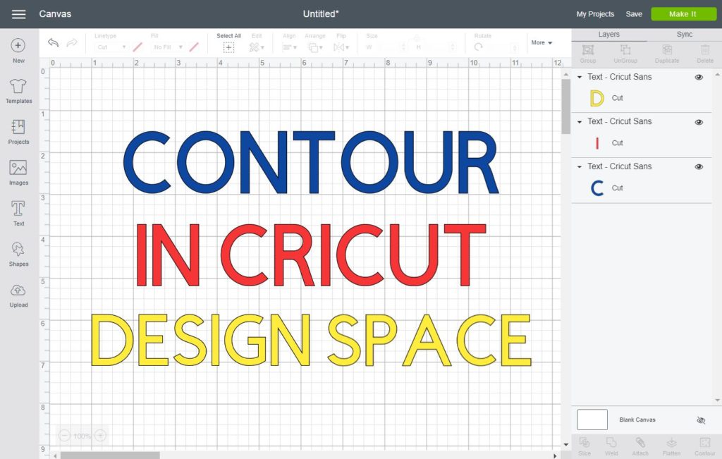 Contour in Cricut Design Space written as cover for this tutorial.