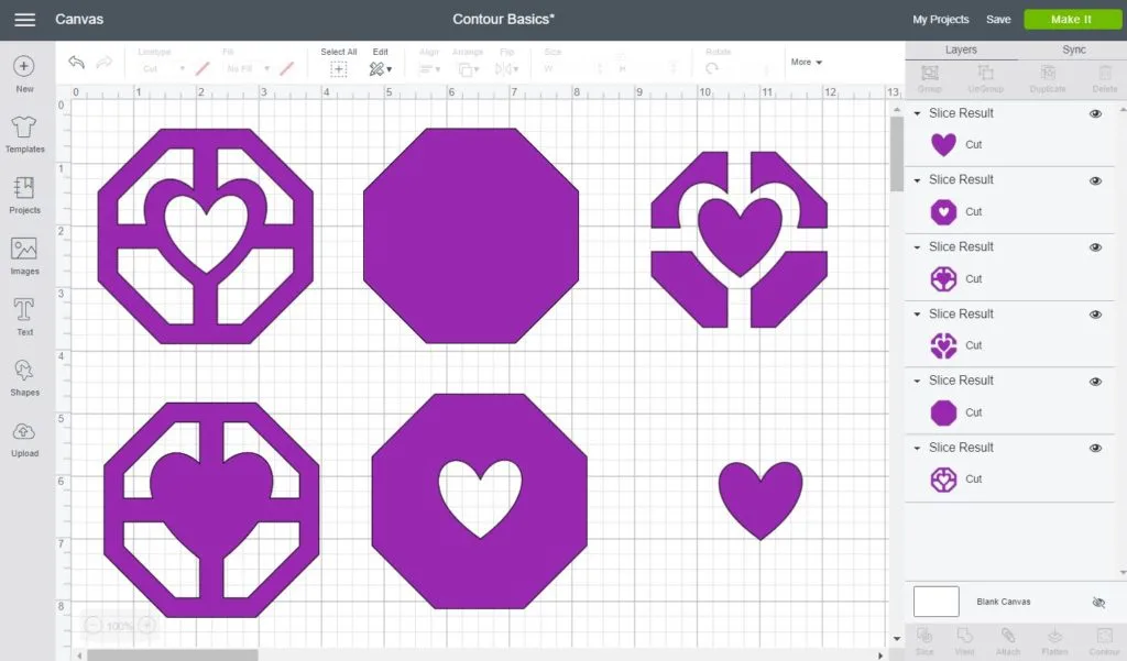 Examples of the different things you can accomplish with the contour tools in Cricut design space