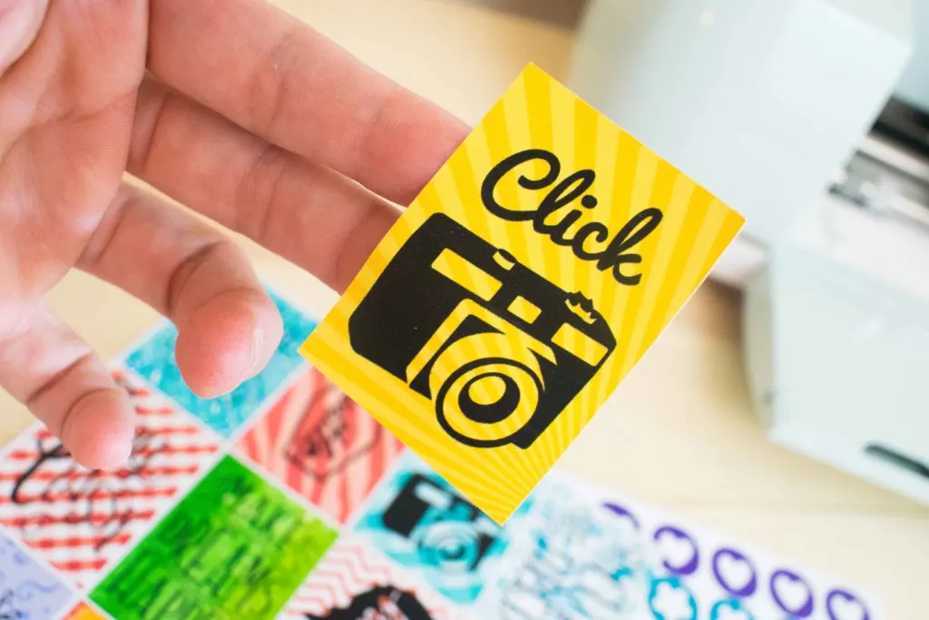 Yellow Square sticker made with Cricut
