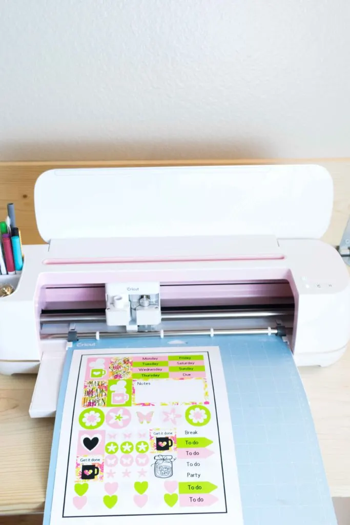 Load Mat with the printed sticker sheet and load it to your Cricut machine