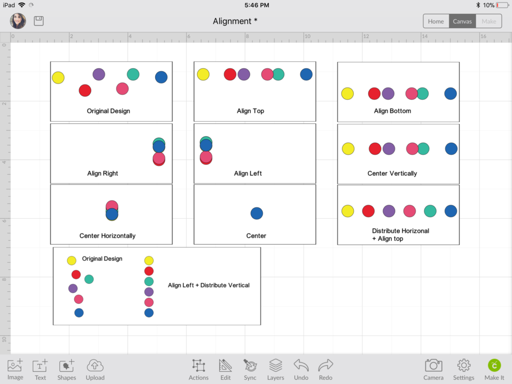 Alignment Info-graphic for Cricut Design Space App