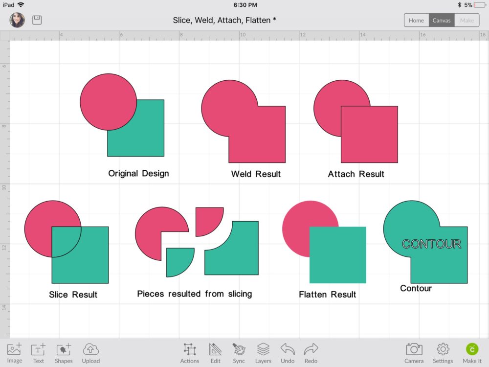 Cricut Slice, Weld, Attach, Flatten Info-Graphic Ipad/Iphone