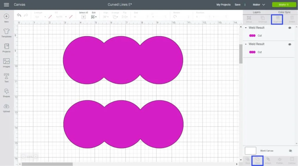 Curvy shapes that look like clouds Cricut Design Space