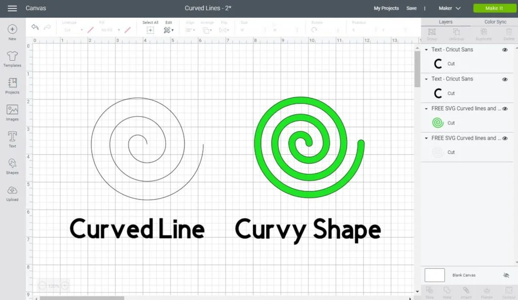 Spiral Line and Spiral Shape in Cricut Design Space