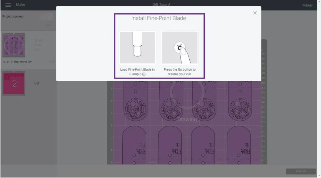Change tool screenshot in Cricut Design Space