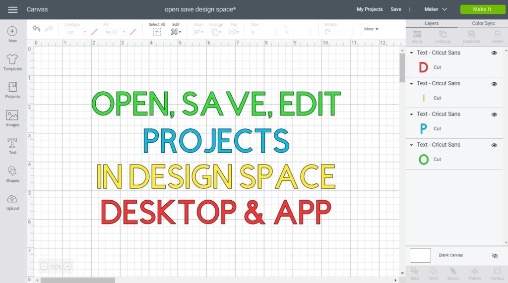 Save, Open & Edit Projects in Cricut Design Space Desktop and App Featured Image