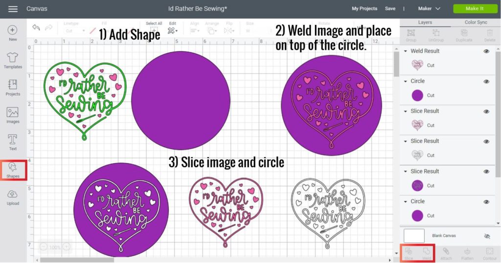 Welding and Slicing an image in Cricut Design Space Desktop 