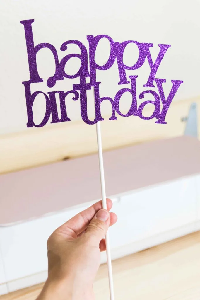happy birthday cake topper made with Cricut Maker