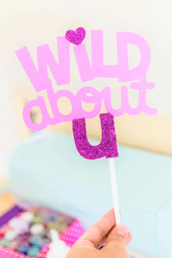 Wild about you cake topper made with Cricut (Front)