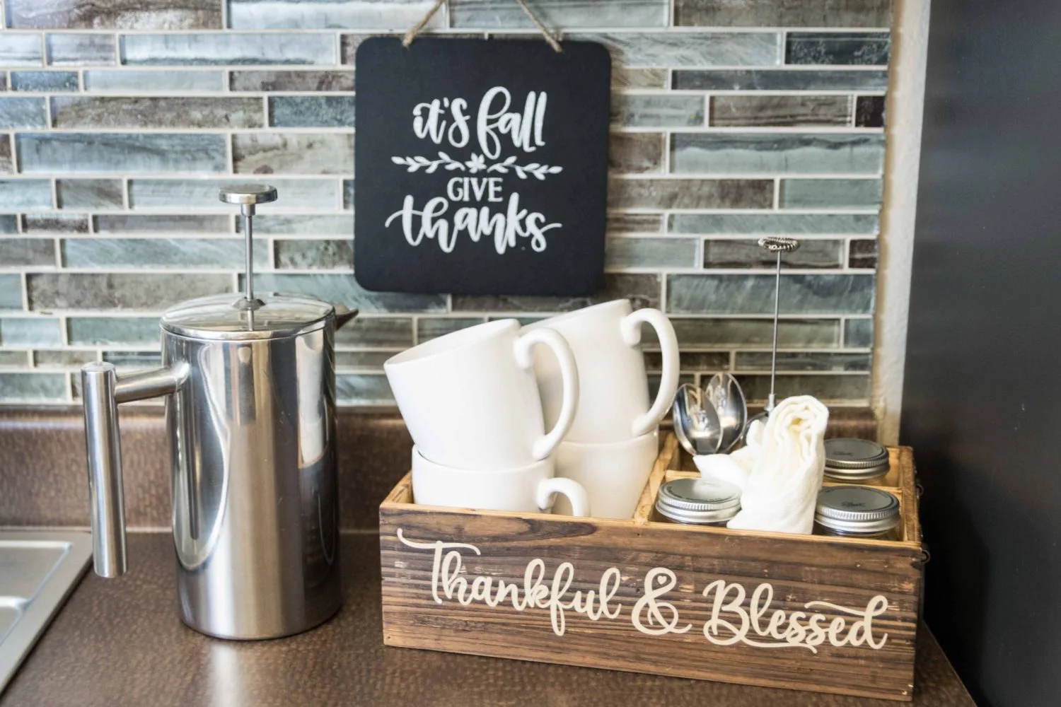 Fall inspired coffee station decor with Cricut