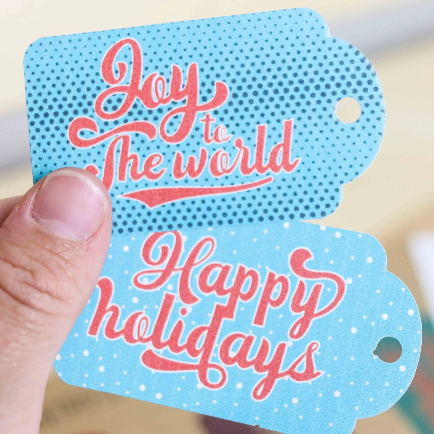 Retro style Christmas gift tags (Blue and Red)