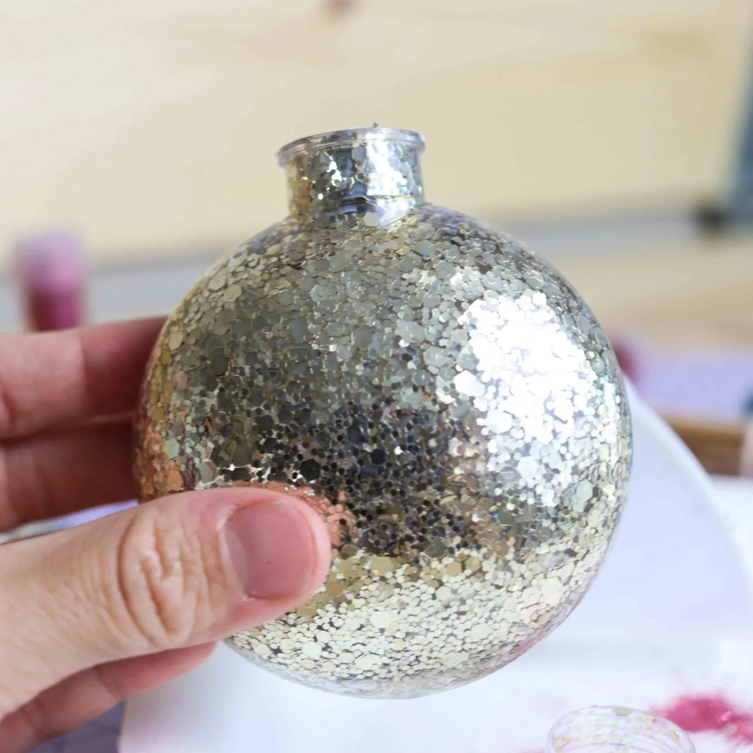 Christmas Ornament made with chunky glitter