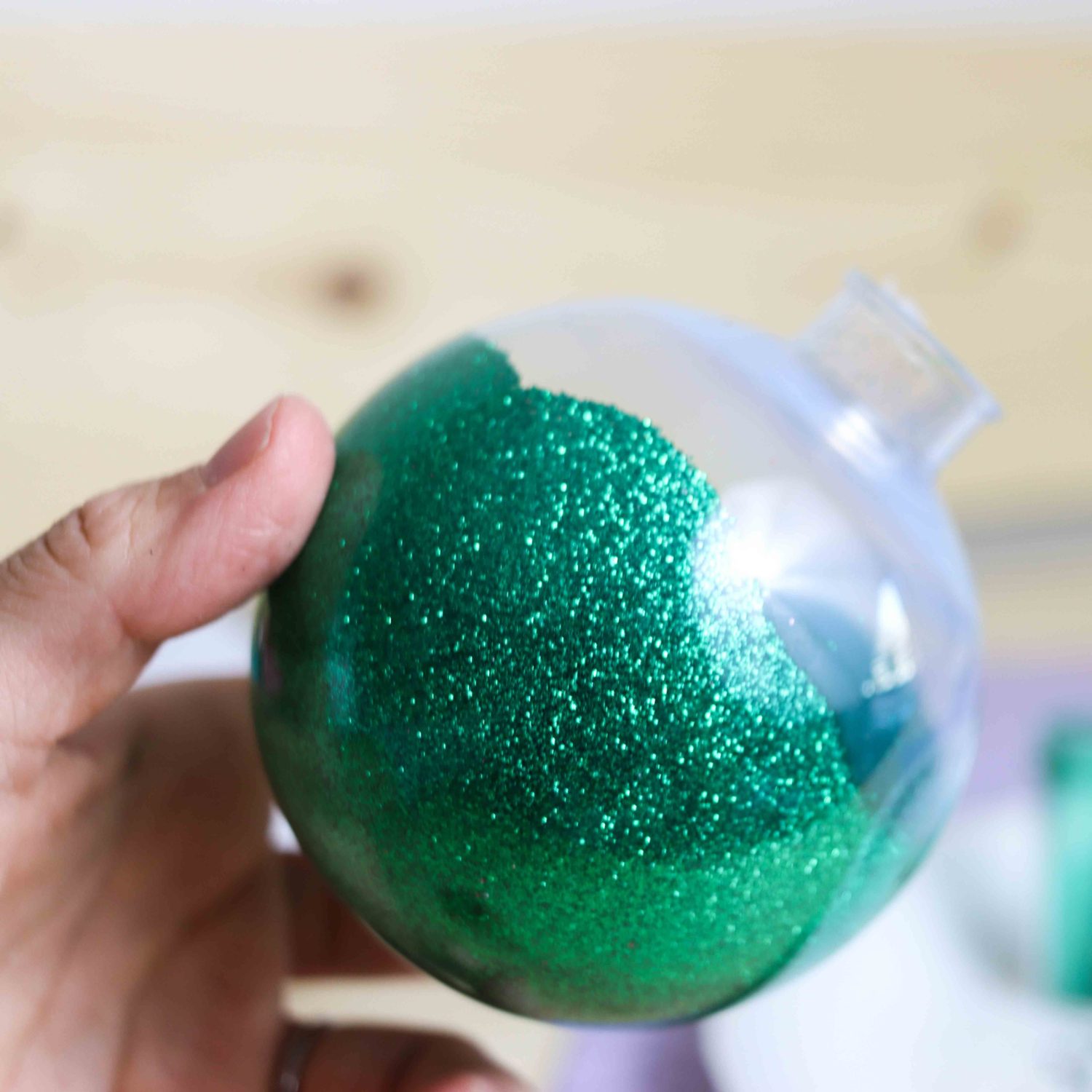 Christmas Ornament made with fine green glitter