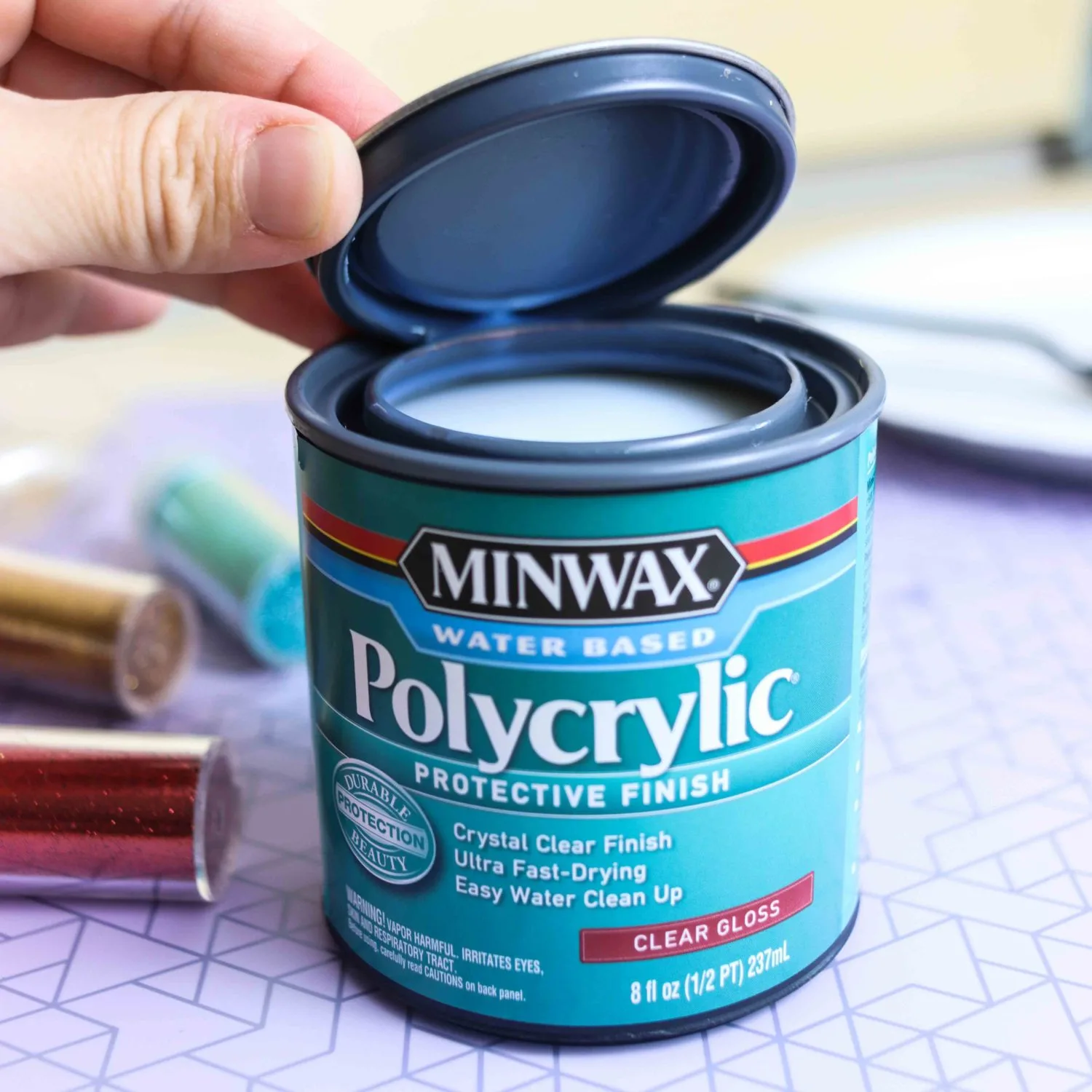 Polycrylic can for Christmas ornaments