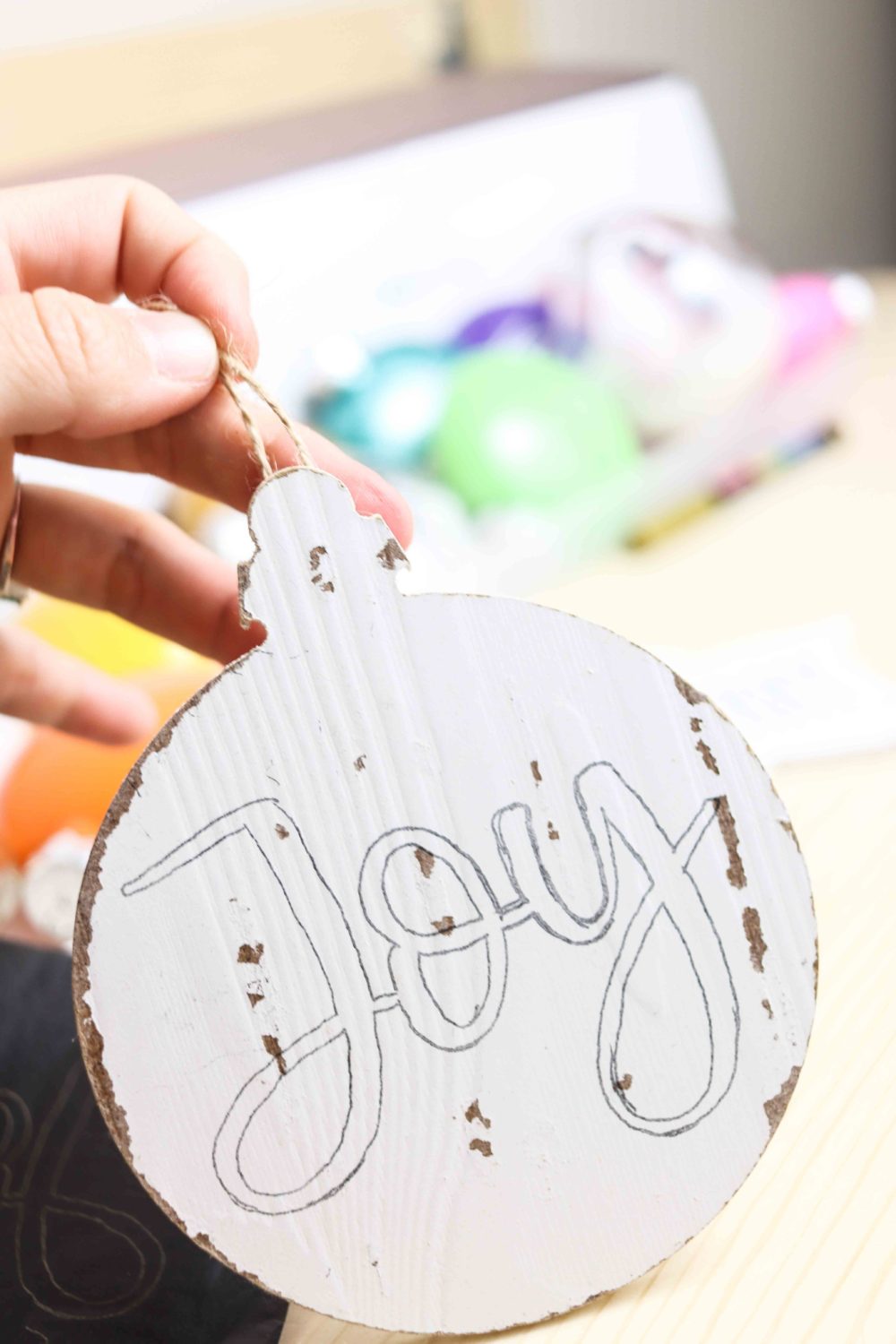 Wooden Christmas Ornament with traced image