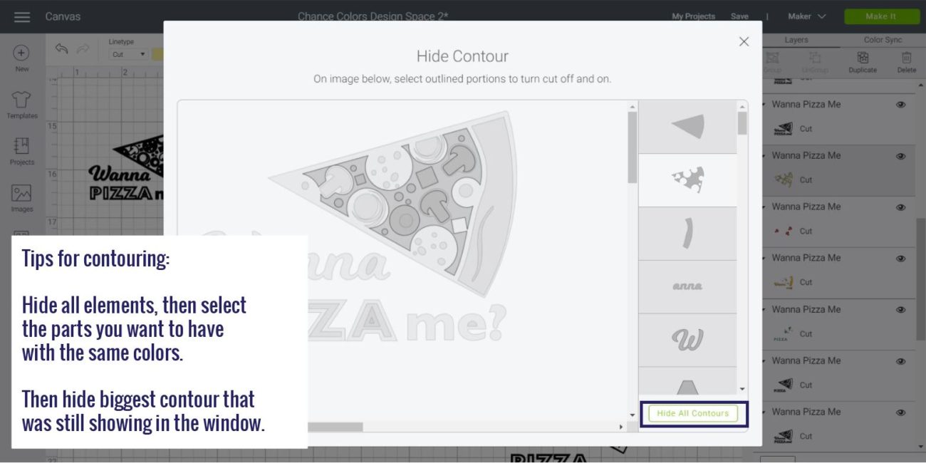 using contouring to color images in Cricut Design Space