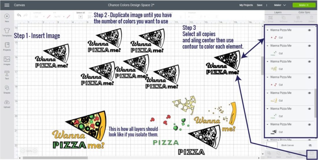 steps to color an image in Cricut Design Space