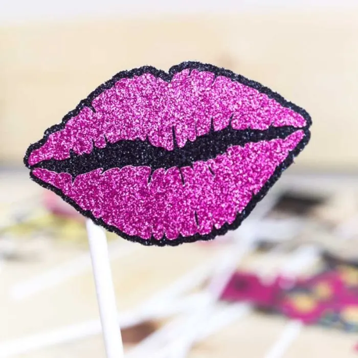 lips photo props made with glitter cardstock
