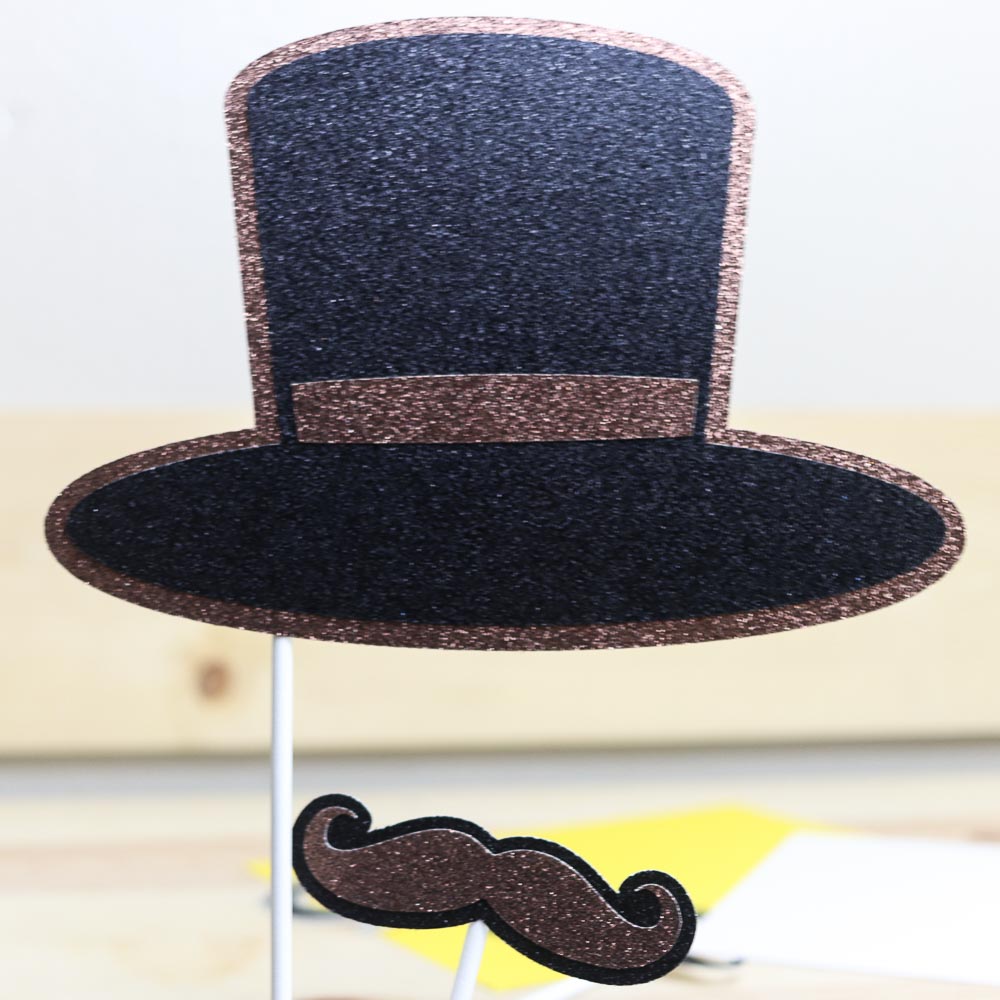hat and mustache photo pop made with cricut maker