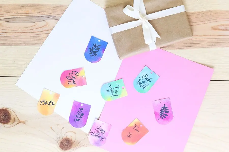 Assorted watercolor birthday gift tags