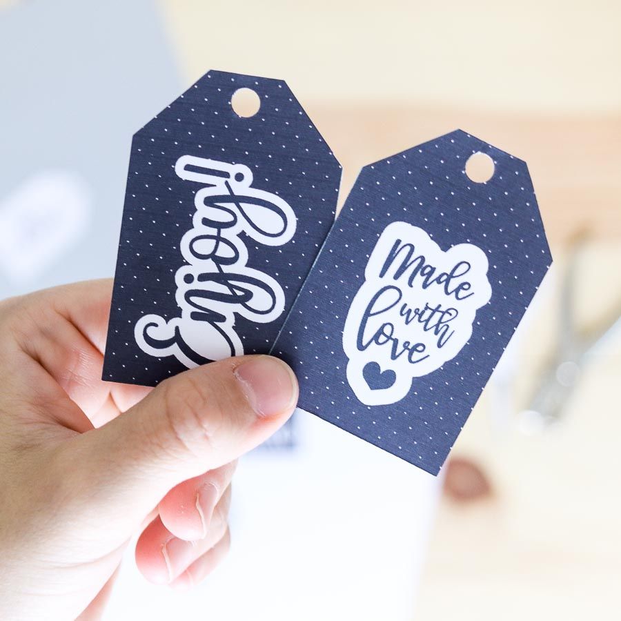 "Enjoy" and "made with love" modern birthday gift tags free printable