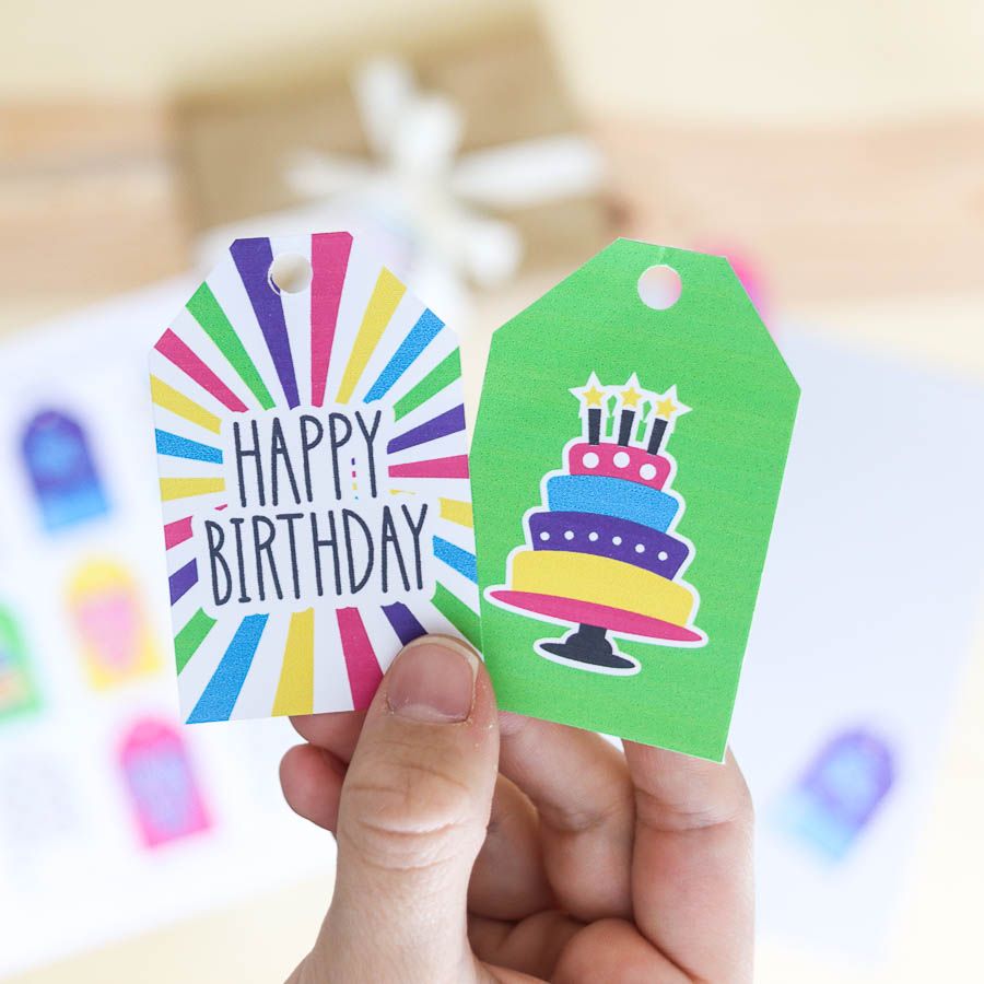 Birthday gift tags that are colorfull