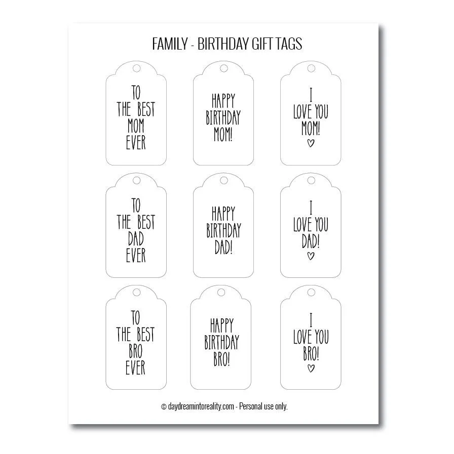 Family birthday gift tags free printables version 2