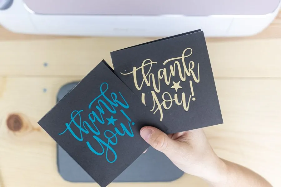 Thank you notes made with Foil and Everyday Iron-On
