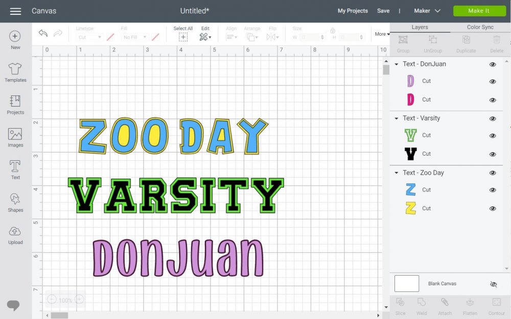 Multi-layer fonts in Cricut Design Space