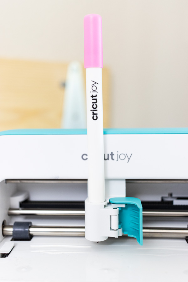 Pink gel pen installed on Cricut Joy