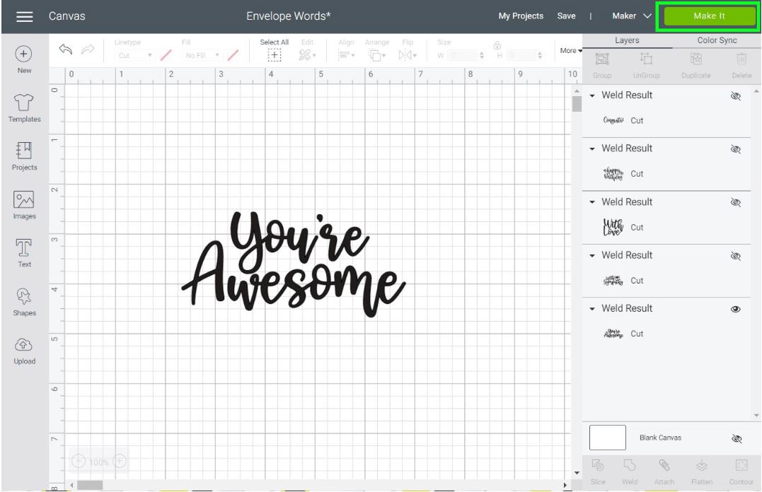 you're awesome text in Cricut Design Space