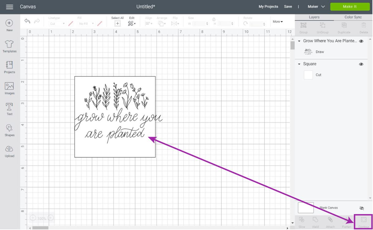 organizing drawing in cricut design space