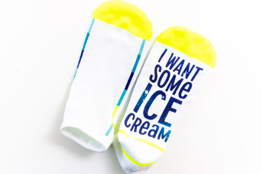 Personalized I want some ice cream socks - infusible ink, and cricut