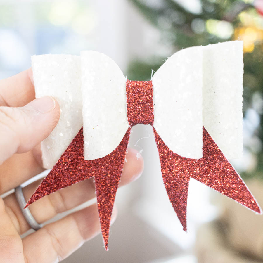 Christmas hair bow made with cricut first option