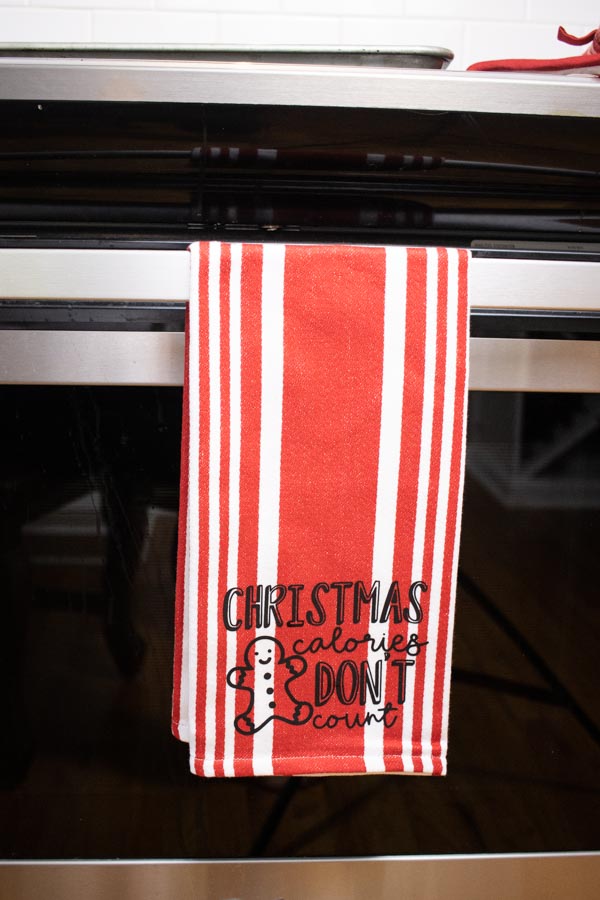 Christmas calories don't count kitchen towel made with cricut