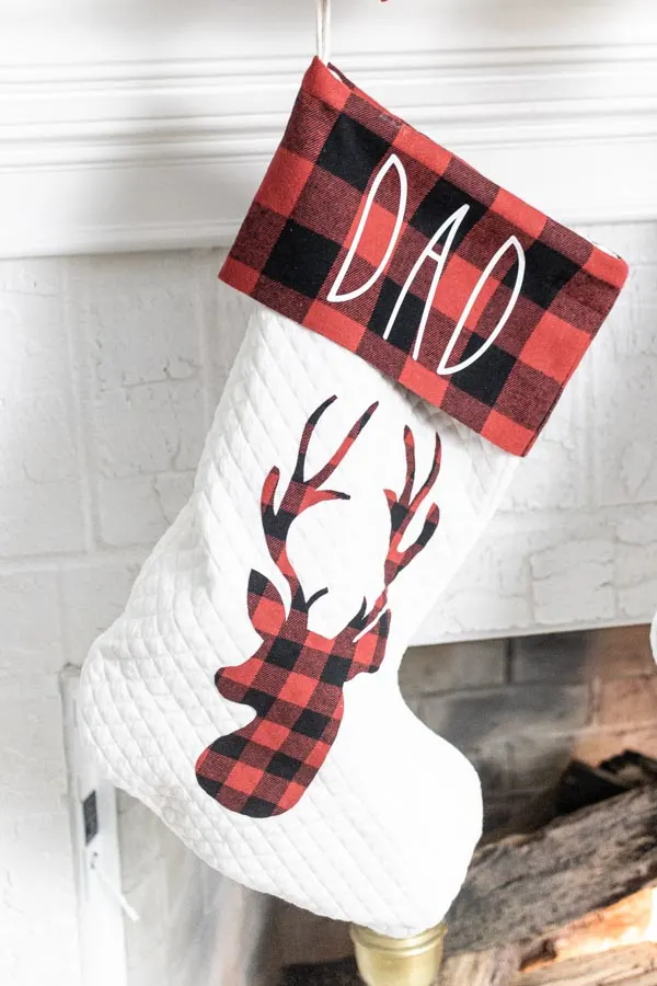 personalized christmas stocking made with Cricut (Dad)