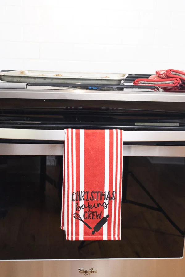Christmas Baking Crew Kitchen towel made with Cricut